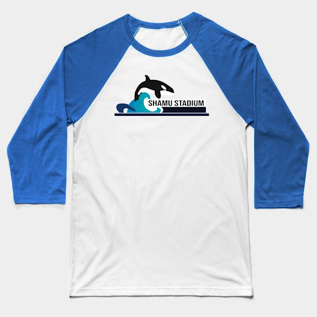 Shamu Stadium Sign Baseball T-Shirt by Realm of the Sea